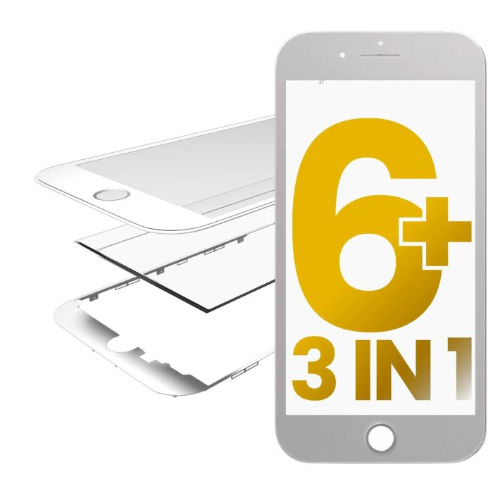 3 in 1 (Frontglas + Rahmen + OCA vormontiert) für iPhone 6 Plus (2er Pack) Nr.2