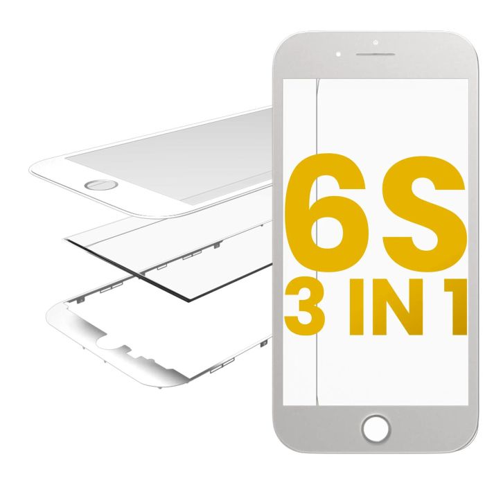 3 in 1 (Frontglas + Rahmen + OCA vormontiert) für iPhone 6S (2er Pack) (Weiß)