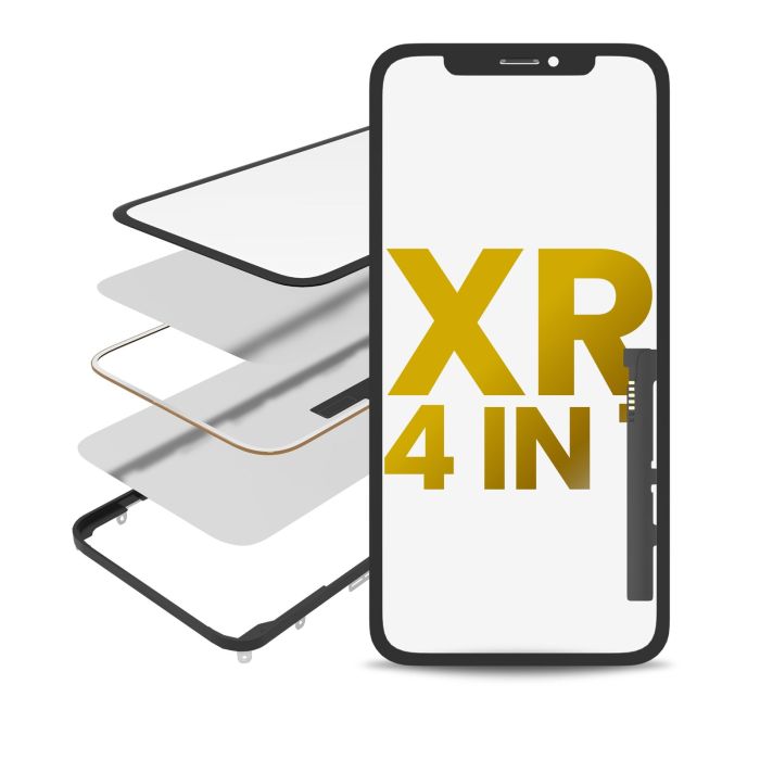 Glas mit Digitizer-Flex (ohne OCA) & Rahmen vormontiert für iPhone XR (4in1)