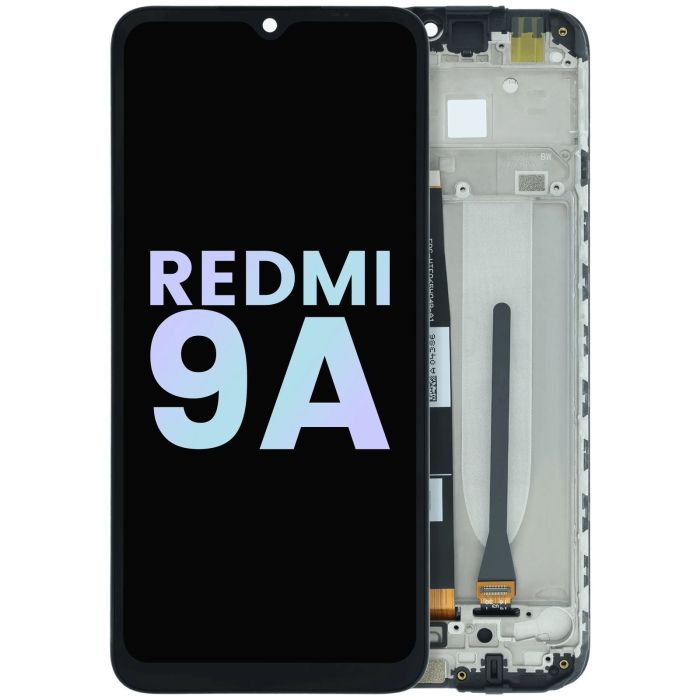 OLED Display Einheit mit Rahmen für Xiaomi Redmi 9A (Original) (Schwarz)