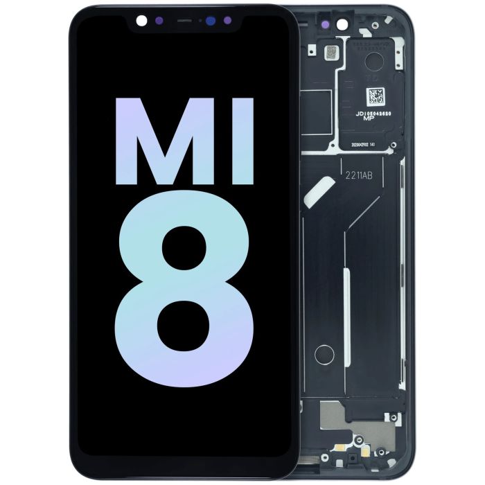 OLED Display Einheit mit Rahmen für Xiaomi Mi 8 (Service Pack) (Schwarz)