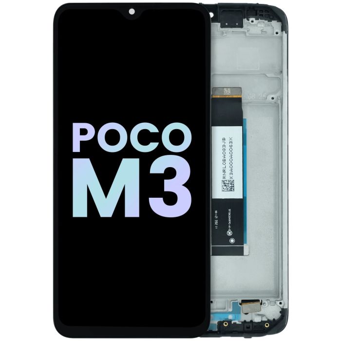 LCD Display Einheit mit Rahmen für Xiaomi Poco M3 (Original) (Schwarz)