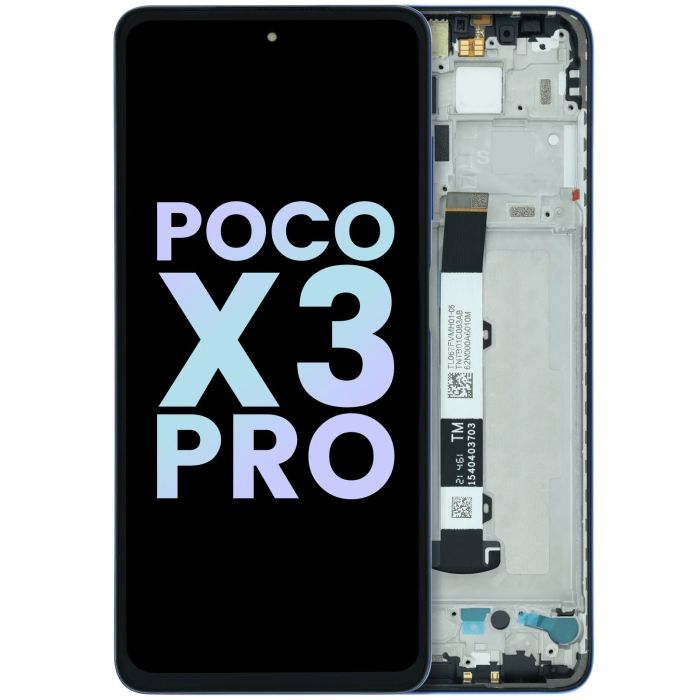 LCD Display Einheit mit Rahmen für Xiaomi Poco X3 Pro (Original) (Blau)