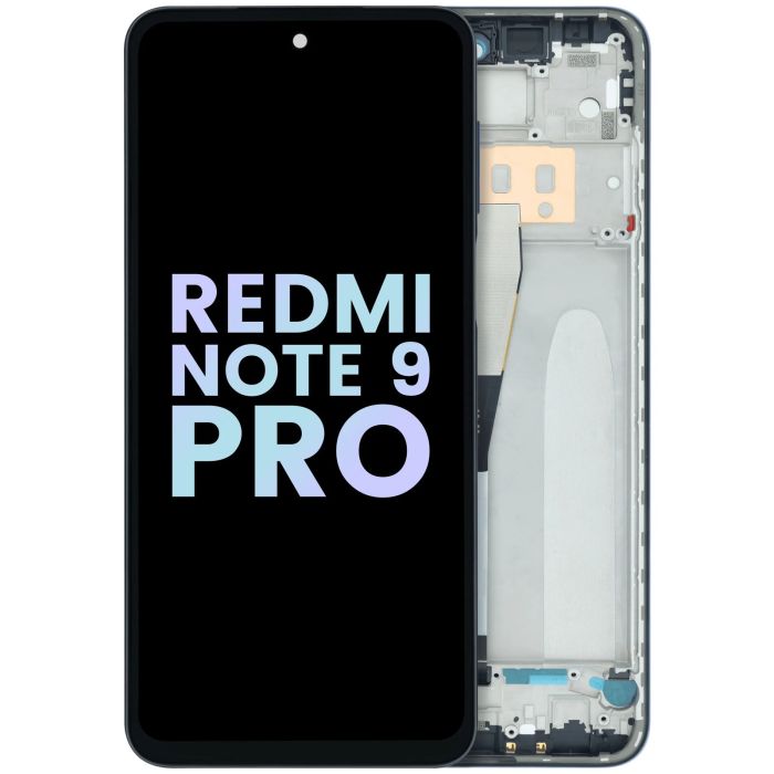 LCD Display Einheit mit Rahmen für Xiaomi Redmi Note 9 Pro (Original) (Grau)