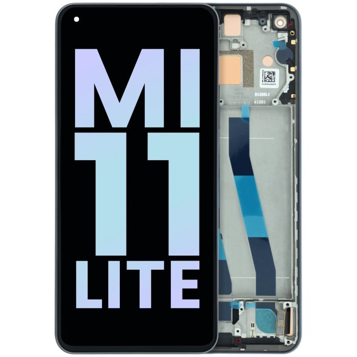 OLED Display Einheit mit Rahmen für Xiaomi Mi 11 Lite (Original) (Schwarz)