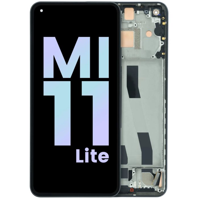 OLED Display Einheit mit Rahmen für Xiaomi Mi 11 Lite 5G (Original) (Schwarz)