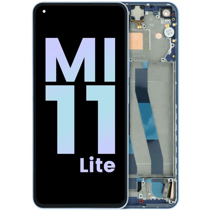 OLED Display Einheit mit Rahmen für Xiaomi Mi 11 Lite (Original) (Blau)