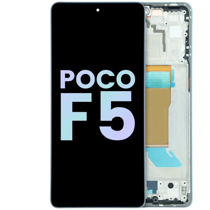 OLED Display Einheit mit Rahmen für Xiaomi Poco F5 (Service Pack) (Blau)