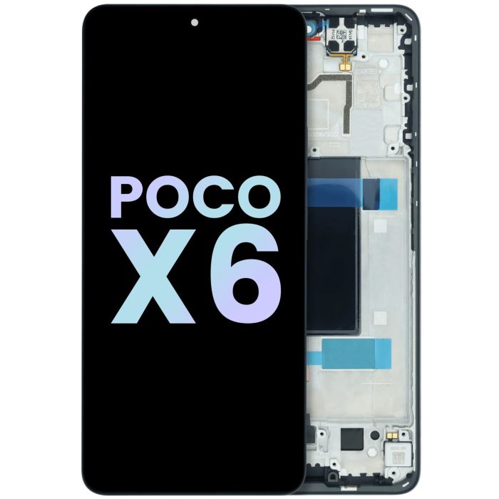 OLED Display Einheit mit Rahmen für Xiaomi Poco X6 5g (Original) (Schwarz)