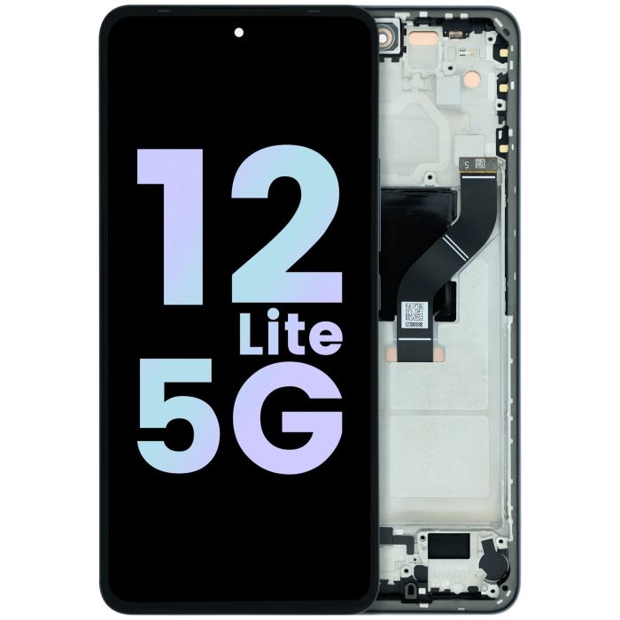 OLED Display Einheit mit Rahmen für Xiaomi 12 Lite 5G (Original) (Schwarz)