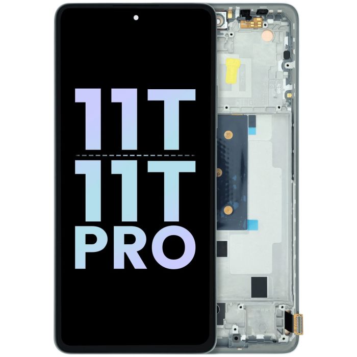 OLED Display Einheit mit Rahmen für Xiaomi 11T/11T Pro (Original) (Silber)
