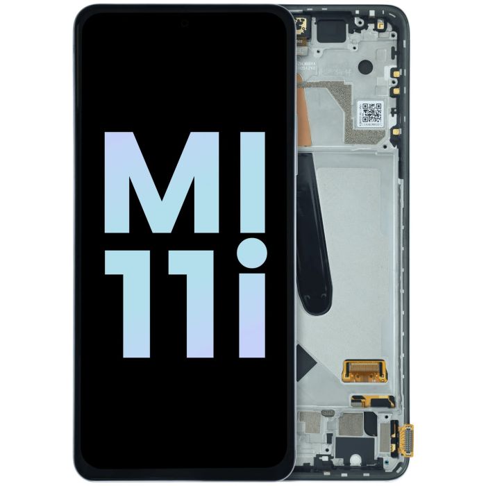OLED Display Einheit mit Rahmen für Xiaomi Mi 11i (Service Pack) (Frosty White)