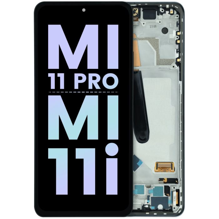 OLED Display mit Rahmen für Xiaomi Mi 11 Pro/ Mi 11i (Original) (Schwarz)