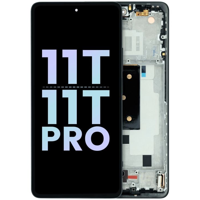 OLED Display Einheit mit Rahmen für Xiaomi 11T/Mi 11T Pro (Original) (Grau)