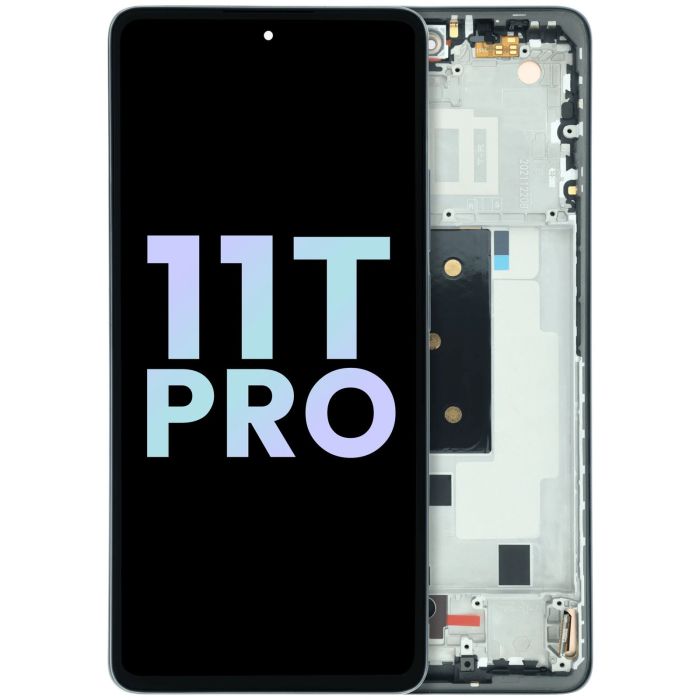 OLED Display Einheit mit Rahmen für Xiaomi 11T Pro (Original) (Schwarz)