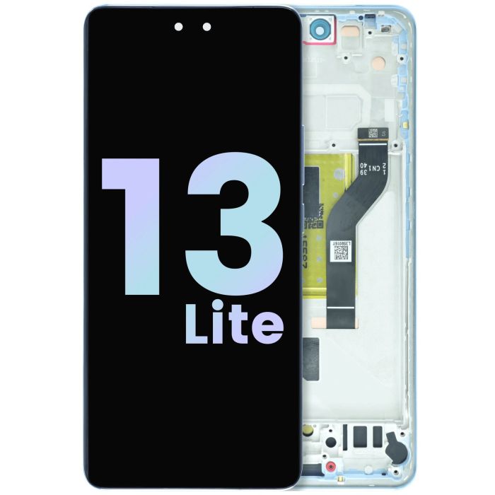 OLED Display Einheit mit Rahmen für Xiaomi 13 Lite (Service Pack) (Lite Blue)