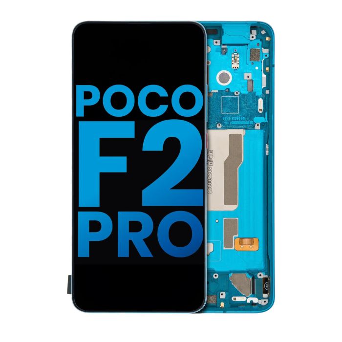 LCD Display mit Rahmen für Xiaomi Poco F2 Pro (Aftermarket Incell) (Neon Blue)