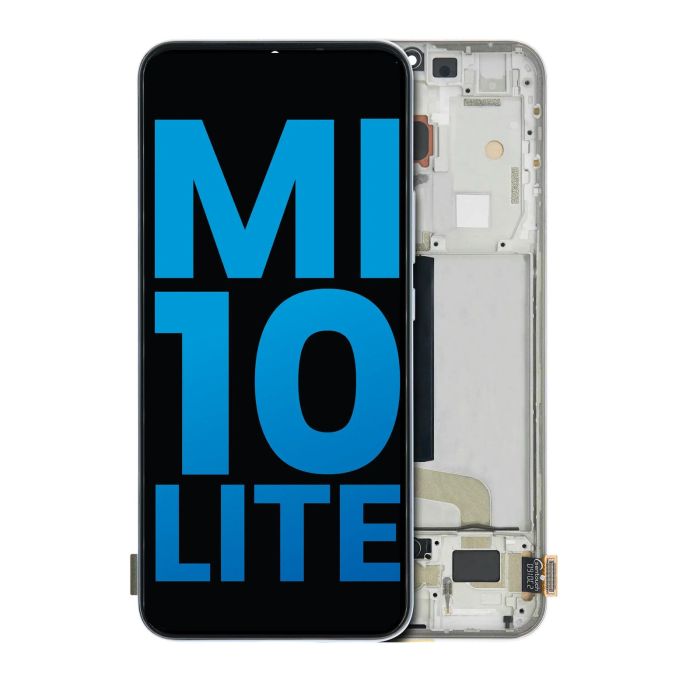 LCD Display mit Rahmen für Xiaomi Mi 10 Lite 5G (Dream White)