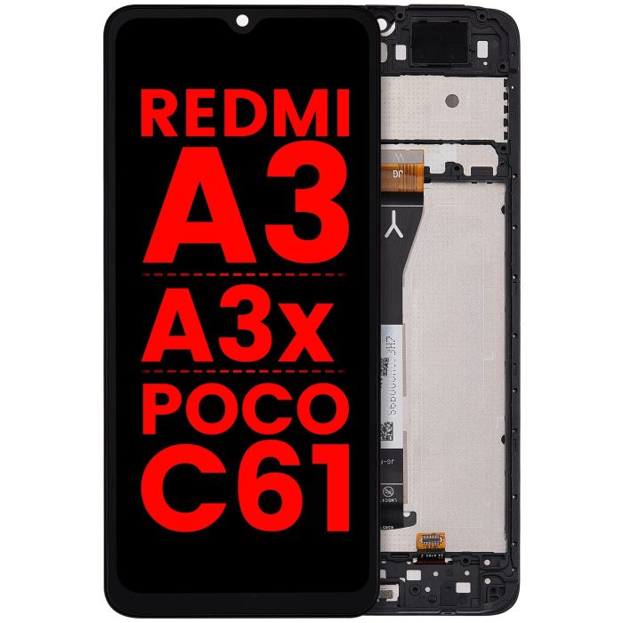LCD Display mit Rahmen für Xiaomi Redmi A3/ A3x/ Poco C61 (alle Farben)