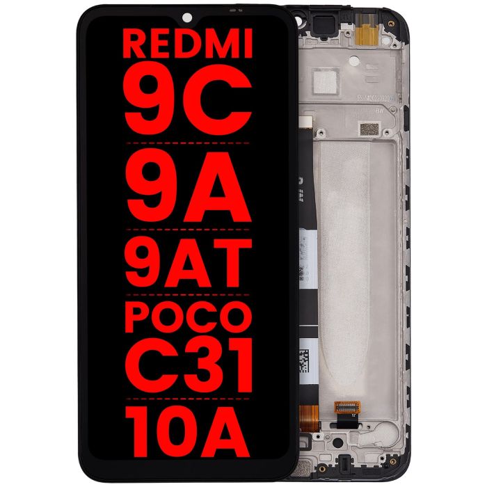 LCD Display mit Rahmen für Xiaomi Redmi 9C/ 9A/ 9AT/ POCO C31/ 10A (alle Farben)