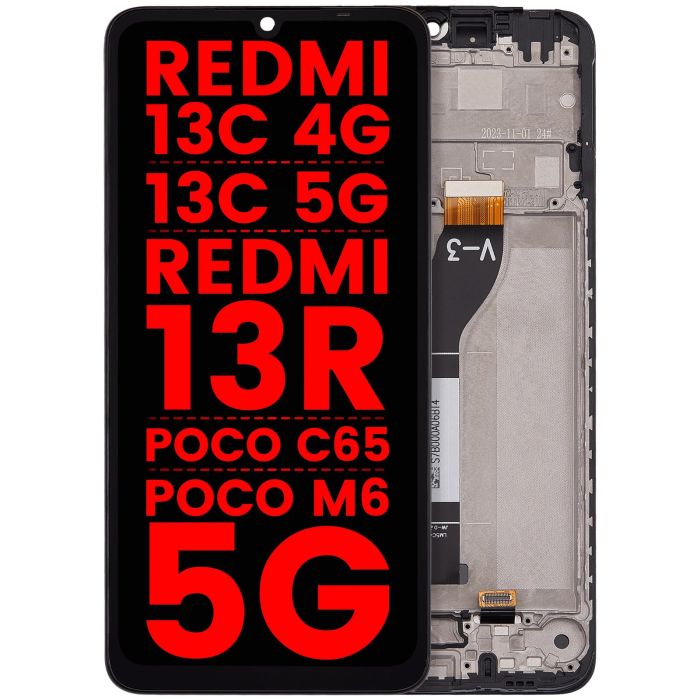LCD Display mit Rahmen für Xiaomi Redmi 13C 4G/ 13C 5G/ Redmi 13R/ Poco C65