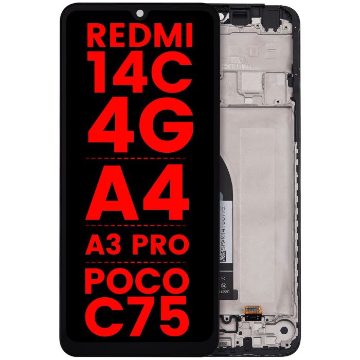 LCD Display mit Rahmen für Xiaomi Redmi 14C 4G/ Redmi A4/ Redmi A3 Pro/ Poco C75