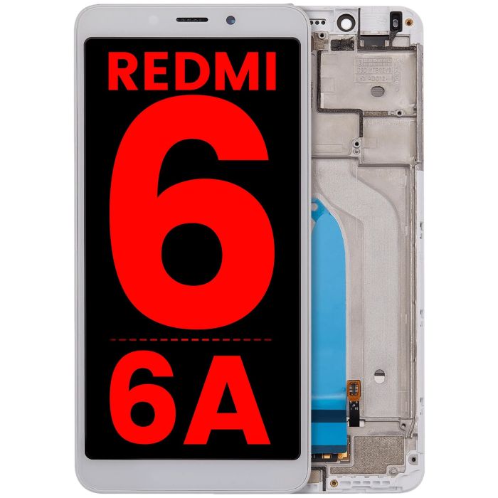 LCD Display Einheit mit Rahmen für Xiaomi Redmi 6/ 6A (Aftermarket Plus) (Weiß)