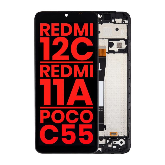 LCD Display mit Rahmen für Xiaomi Redmi 12C/ Redmi 11A/ Poco C55 (alle Farben)