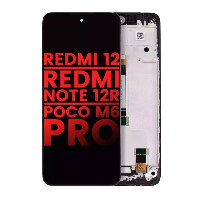 LCD Display mit Rahmen für Xiaomi Redmi 12/ Redmi Note 12R/ Poco M6 Pro