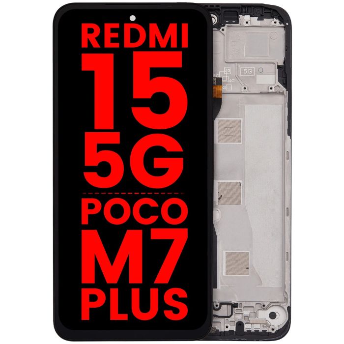 LCD Display mit Rahmen für Xiaomi Redmi 15 5G/ Poco M7 Plus (alle Farben)