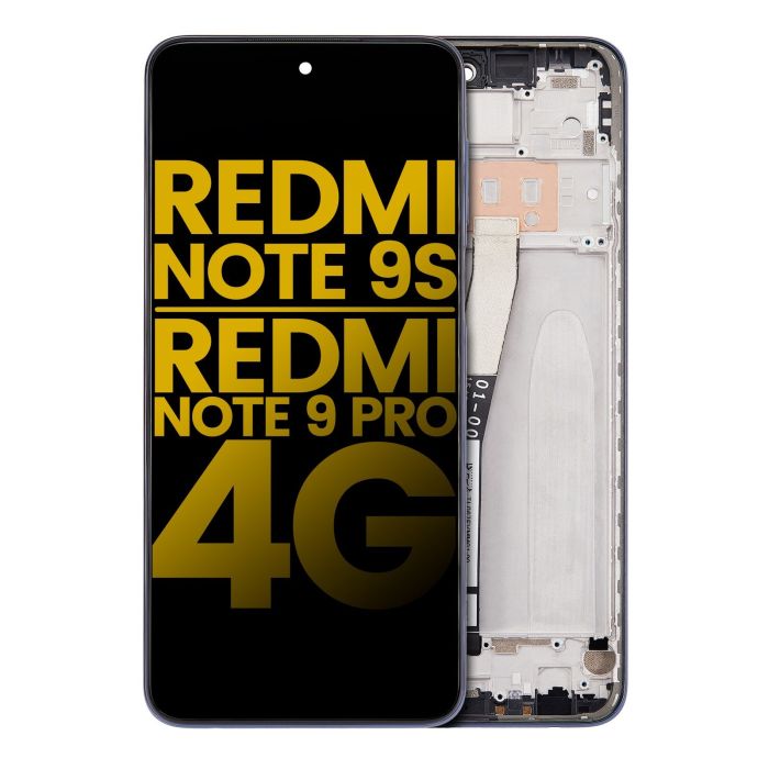 LCD Display mit Rahmen für Xiaomi Redmi Note 9S/ Redmi Note 9 Pro 4G