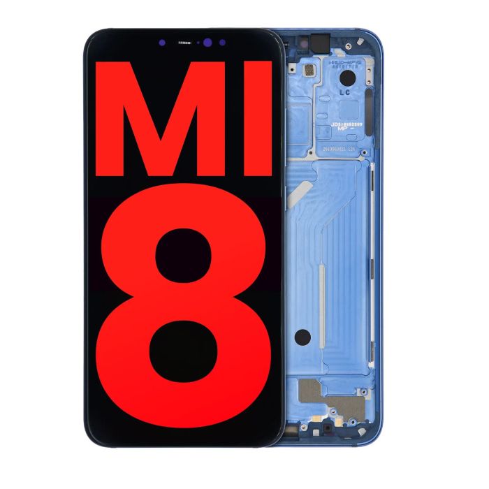OLED Display Einheit mit Rahmen für Xiaomi Mi 8 (Aftermarket Plus) (Blau)