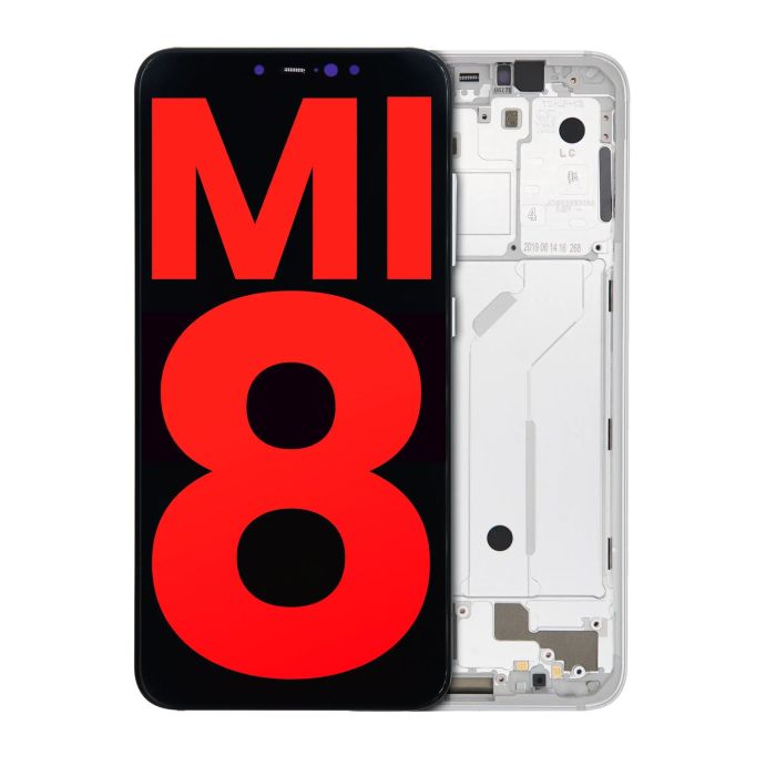 OLED Display Einheit mit Rahmen für Xiaomi Mi 8 (Aftermarket Plus) (Weiß)