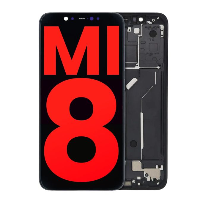 OLED Display Einheit mit Rahmen für Xiaomi Mi 8 (Aftermarket Plus) (Schwarz)