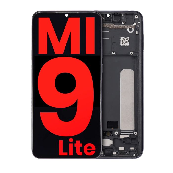 OLED Display mit Rahmen für Xiaomi Mi 9 Lite (Aftermarket Plus) (Onyx Gray)