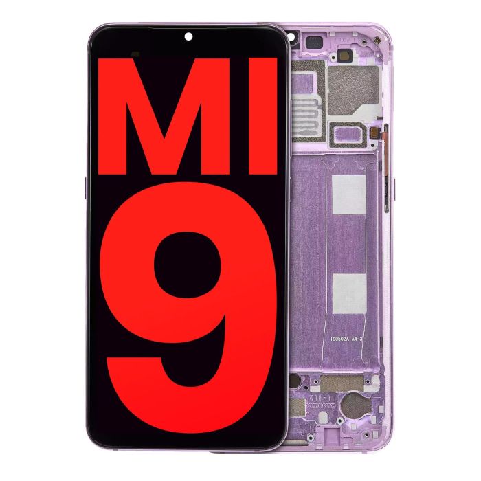 OLED Display mit Rahmen für Xiaomi Mi 9 (Aftermarket Plus) (Lavender Violet)