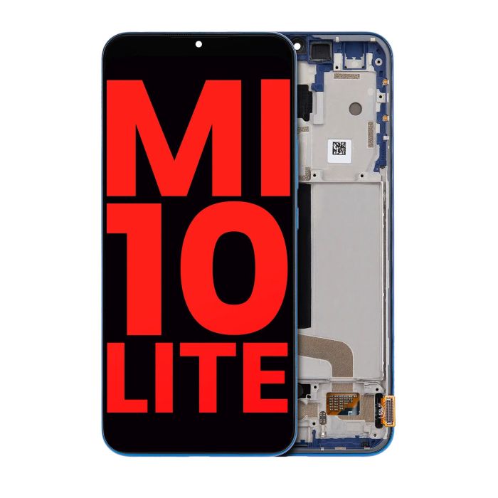 OLED Display mit Rahmen für Xiaomi Mi 10 Lite 5G (Aurora Blue)