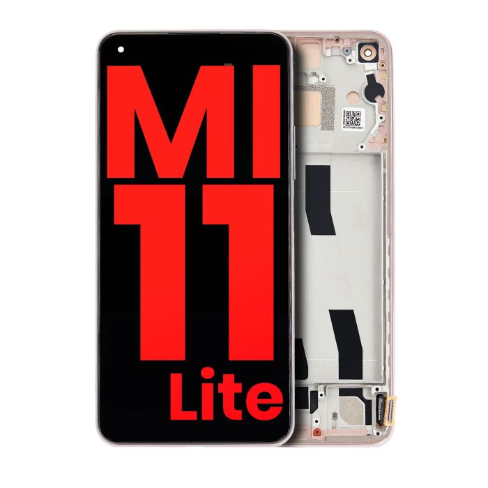 OLED Display mit Rahmen für Xiaomi Mi 11 Lite (Aftermarket Plus) (Peach Pink)
