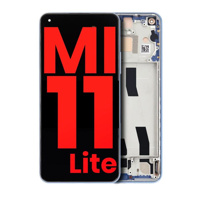 OLED Display mit Rahmen für Xiaomi Mi 11 Lite (Bubblegum Blue)
