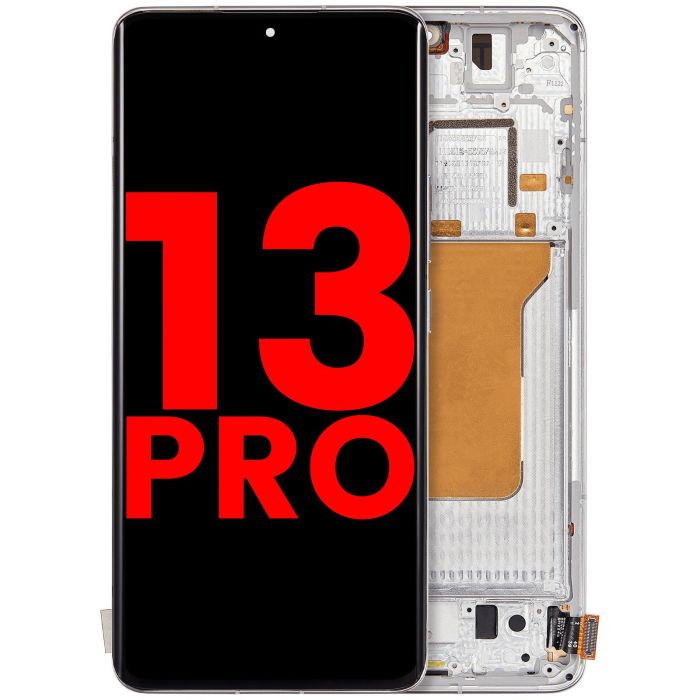 OLED Display Einheit mit Rahmen für Xiaomi 13 Pro (Aftermarket Plus) (Weiß)