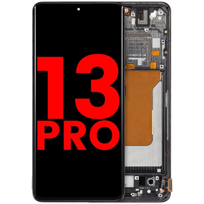OLED Display Einheit mit Rahmen für Xiaomi 13 Pro (Aftermarket Plus) (Schwarz)