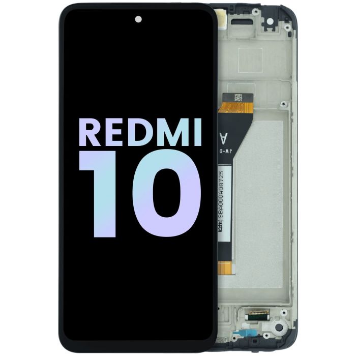 LCD Display mit Rahmen für Xiaomi Redmi 10 (2021) (Service Pack) (Schwarz)