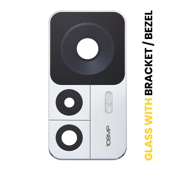 Rückkamera-Linse mit Halterung/ Rahmen Fo Xiaomi 12T (2-teiliges Set) (Silber)
