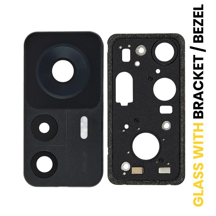 Rückkamera-Linse mit Halterung/ Rahmen Fo Xiaomi 12T (2-teiliges Set) (Schwarz)