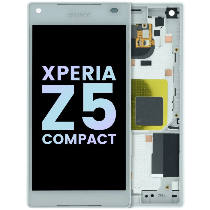 LCD Display Einheit mit Rahmen für Sony Xperia Z5 Compact (Original) (Weiß)