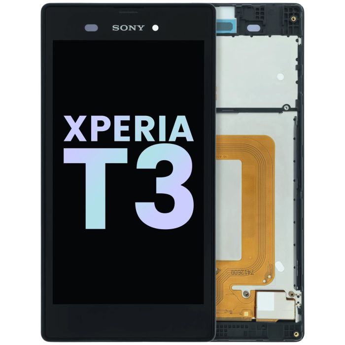LCD Display Einheit mit Rahmen für Sony Xperia T3 D5103 (Original) (Schwarz)