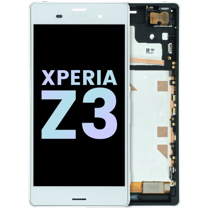 LCD Display Einheit mit Rahmen für Sony Xperia Z3 (Original) (Weiß)