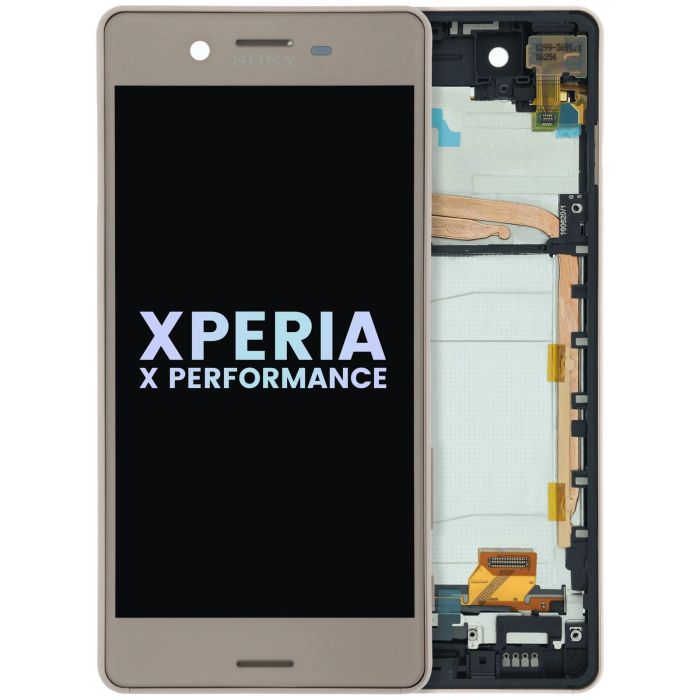 LCD Display mit Rahmen für Sony Xperia X Performance (Original) (Rose Gold)