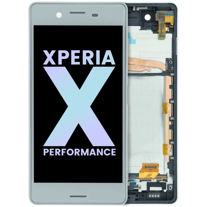 LCD Display Einheit mit Rahmen für Sony Xperia X Performance (Original) (Weiß)