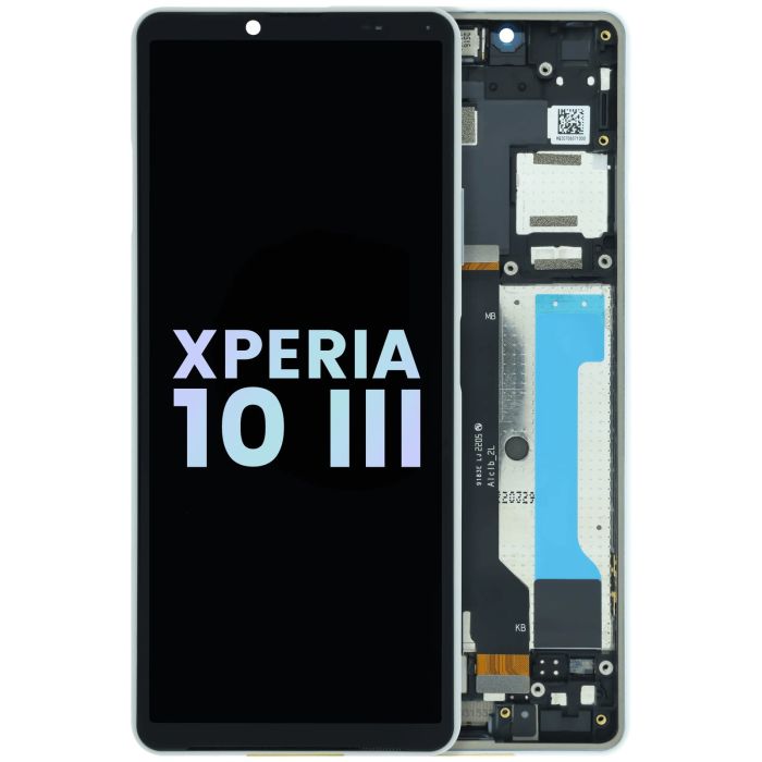 OLED Display Einheit mit Rahmen für Sony Xperia 10 III (Original) (Weiß)
